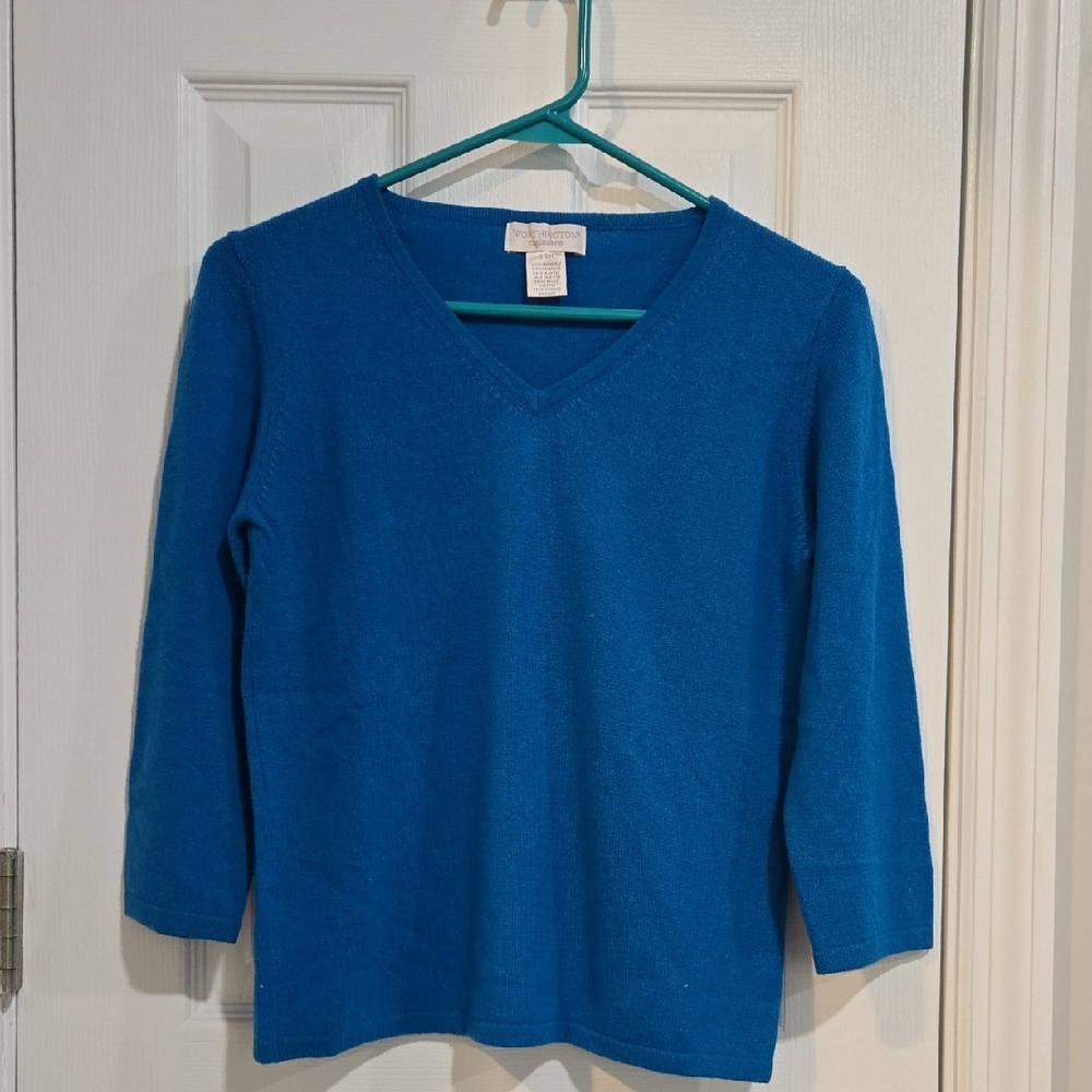 Worthington Cashmere. Mid Length Bright Blue. Small.
